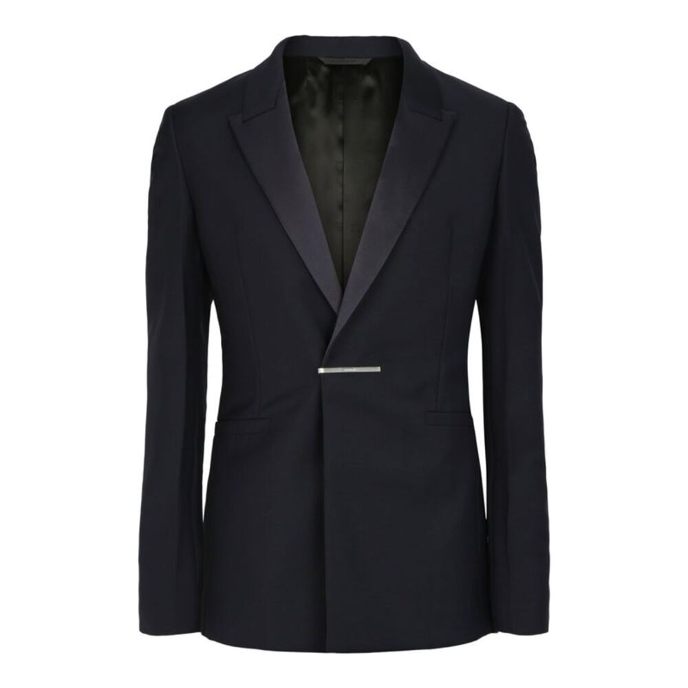 Givenchy Evening Jacket With Metal Clip Closure Blue Mens